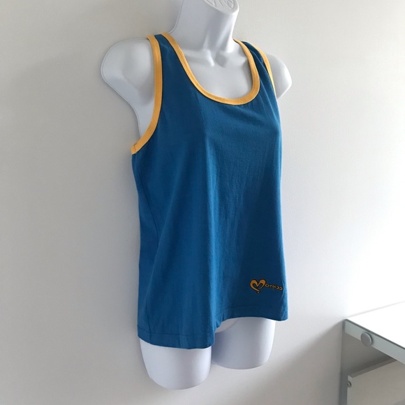 NWOT Mambo Women’s Blue & Yellow 100% Cotton Jersey Summer Festival Tank Top Y2K - Picture 7 of 14